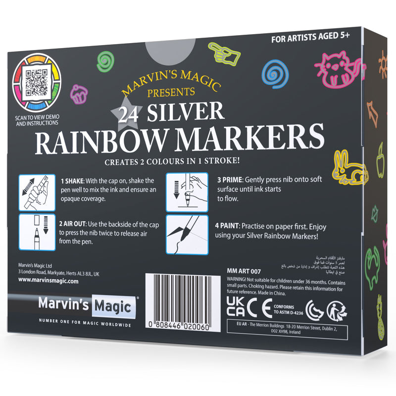 Marvin's Silver Rainbow Markers (24 Pack)