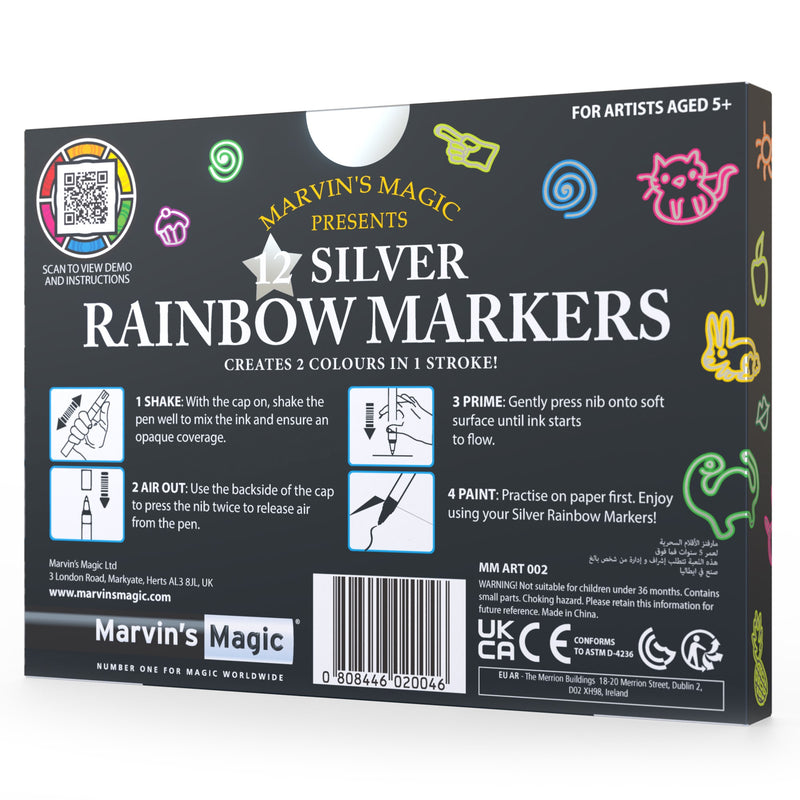 Marvin's Silver Rainbow Markers (12 Pack)