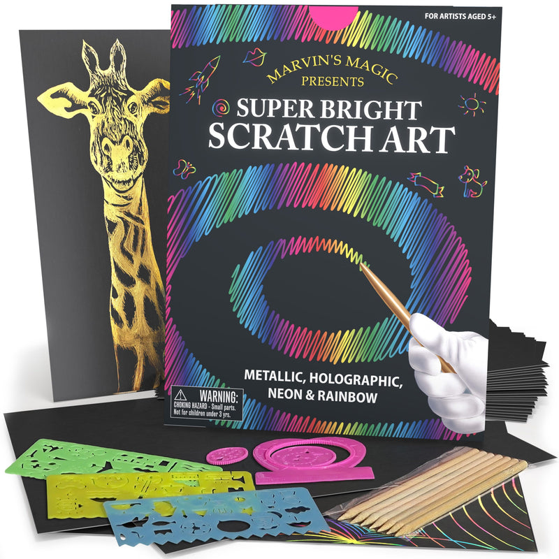 Scratch Art Paper Set, 30 Piece Rainbow Magic Scratch Paper Craft
