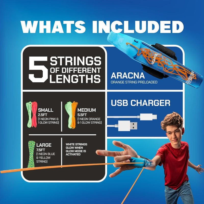 ZipString – Handheld String Launcher Toy – Viral Fidget Toy for Kids & Adults – USB-C Rechargeable (Aracna)
