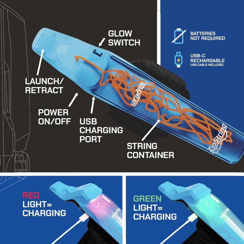 ZipString – Handheld String Launcher Toy – Viral Fidget Toy for Kids & Adults – USB-C Rechargeable (Aracna)