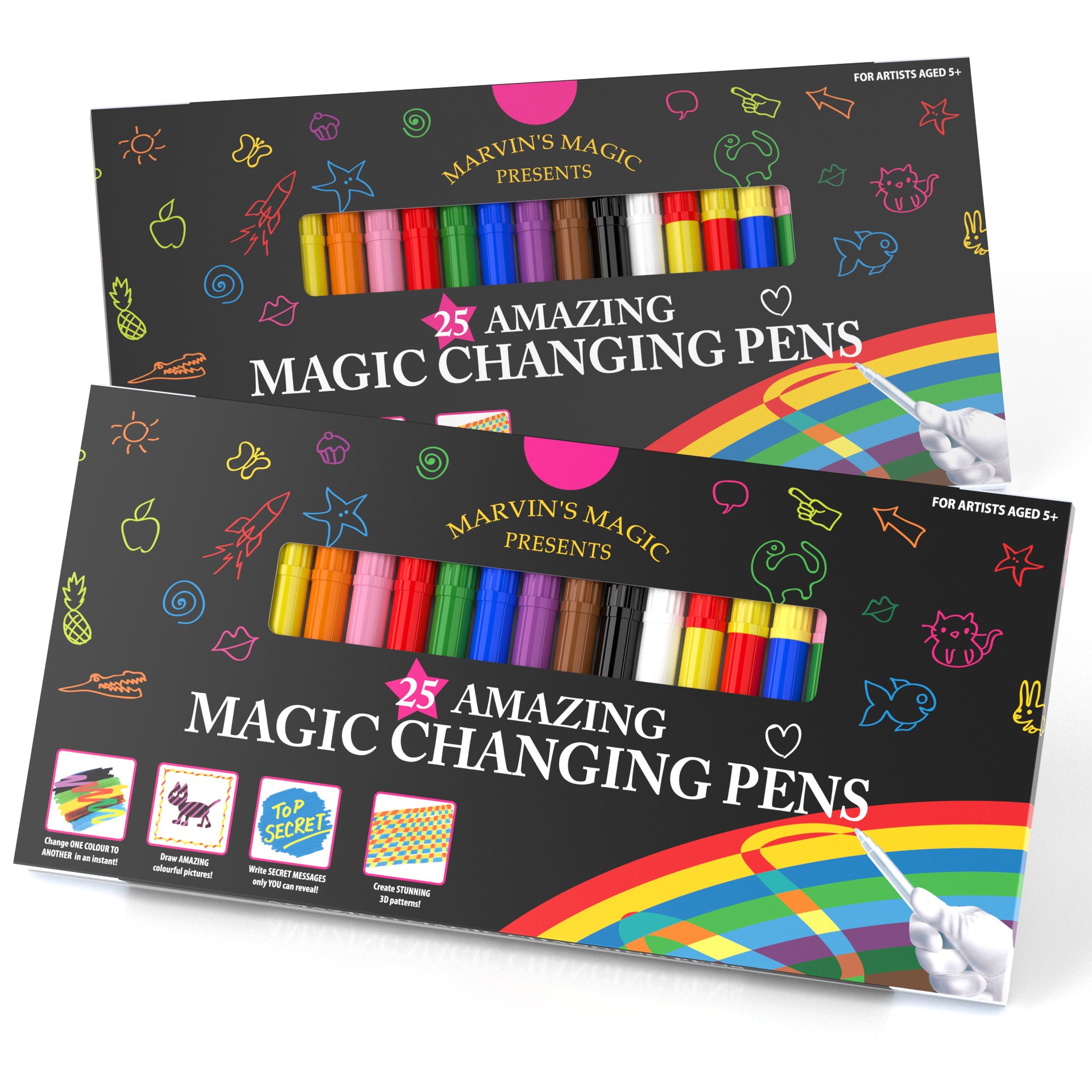 Omy Signature Erasable and Color Changing Felt Pens - Magic - (Box of 14  Pens and 2 Erasers)